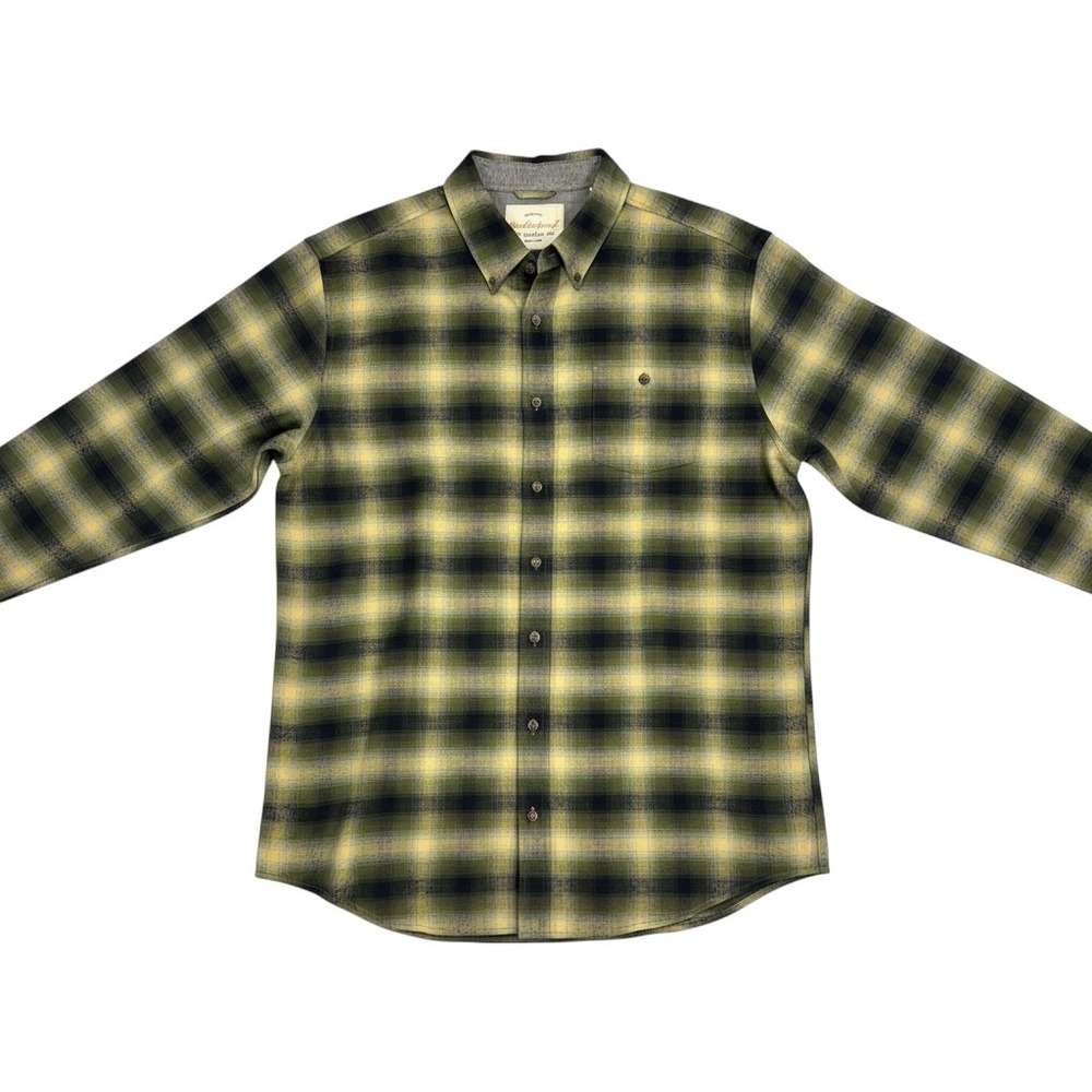 Weatherproof Vintage Mens XXL Green Yellow Plaid Flannel Button Down Shirt